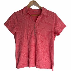 vintage | pink floral hawaiian polo